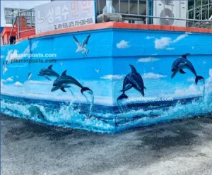 바다 위로 점프하는 돌고래